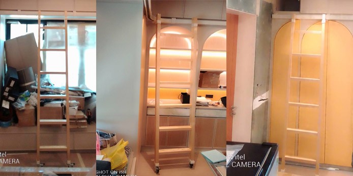 บันไดรางเลื่อนหยิบของบนชั้นวางหมู่บ้านนิธิดาปากเกร็ด