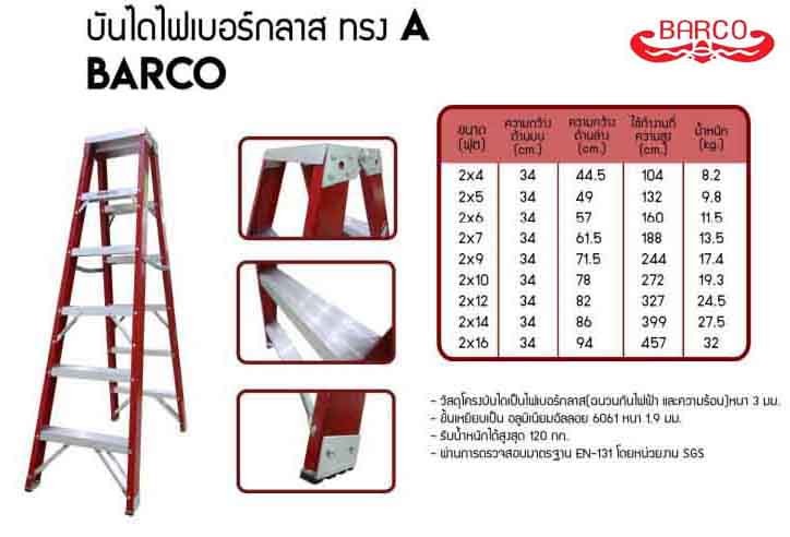 บันไดไฟเบอร์กลาสทรงเอ ขึ้น 2 ทาง Barco