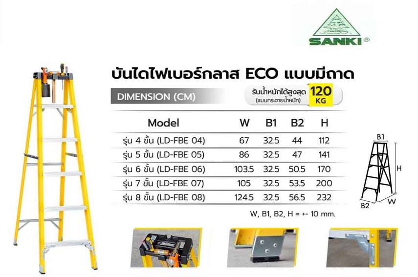บันไดไฟเบอร์กลาส ECO แบบมีถาด Sanki