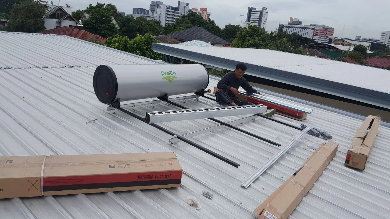 งานติดตั้งเครื่องทำน้ำอุ่น300ลิตรหมู่บ้า17