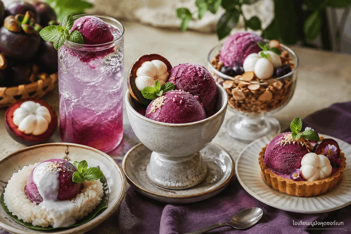 มังคุดซอร์เบทกับเมนูของหวานและเครื่องดื่มคาเฟ่