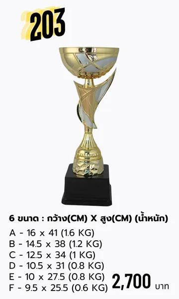 ถ้วยรางวัลโลหะ203อลิตาถ้วยรางวัล