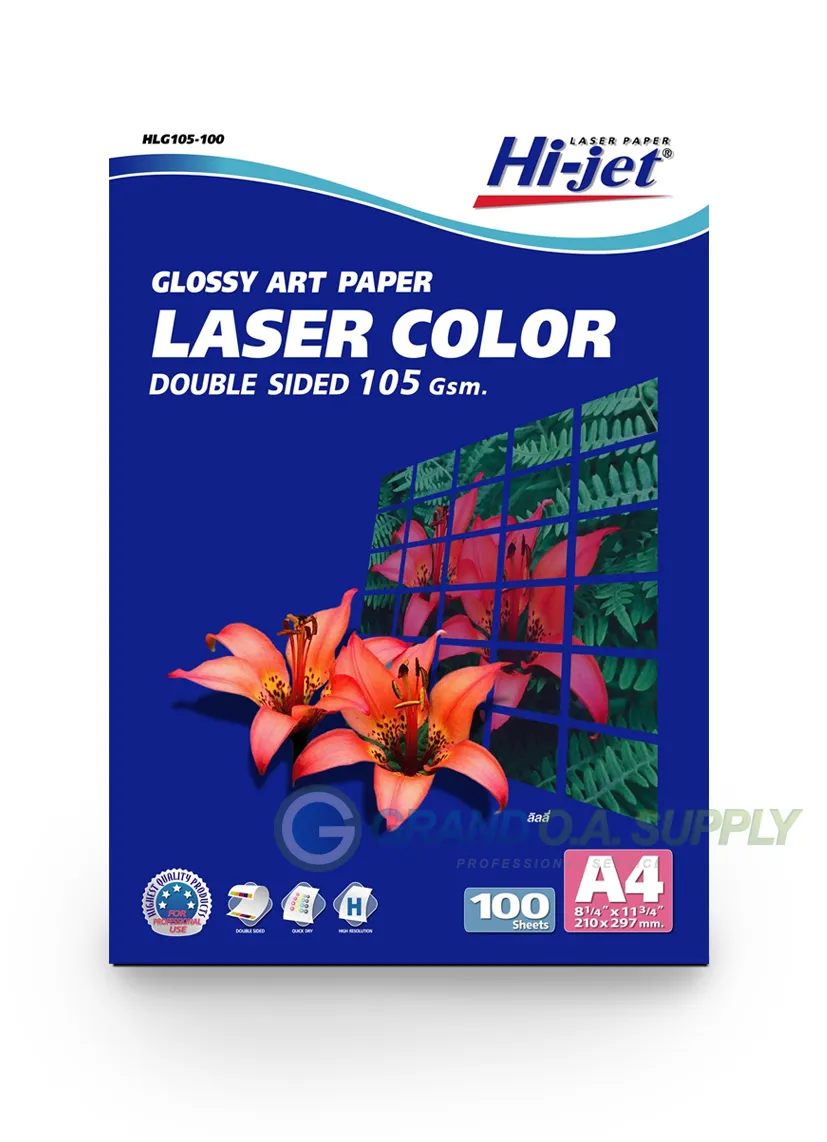 สติ๊กเกอร์เลเซอร์ผิวเรียบ ขนาด A4 HLG150-100 105 แกรม