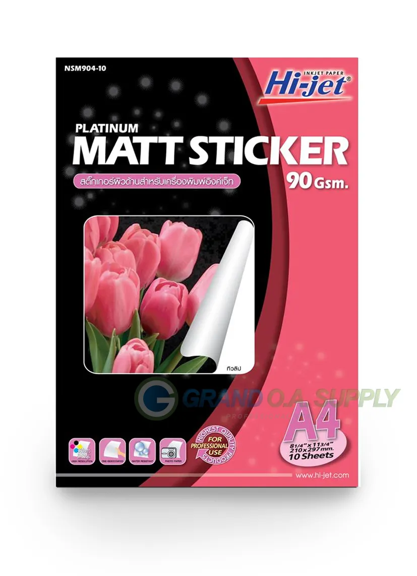 สติ๊กเกอร์อิงค์เจ็ทเคลือบพิเศษ ขนาด A4  90 แกรมNSM904-10