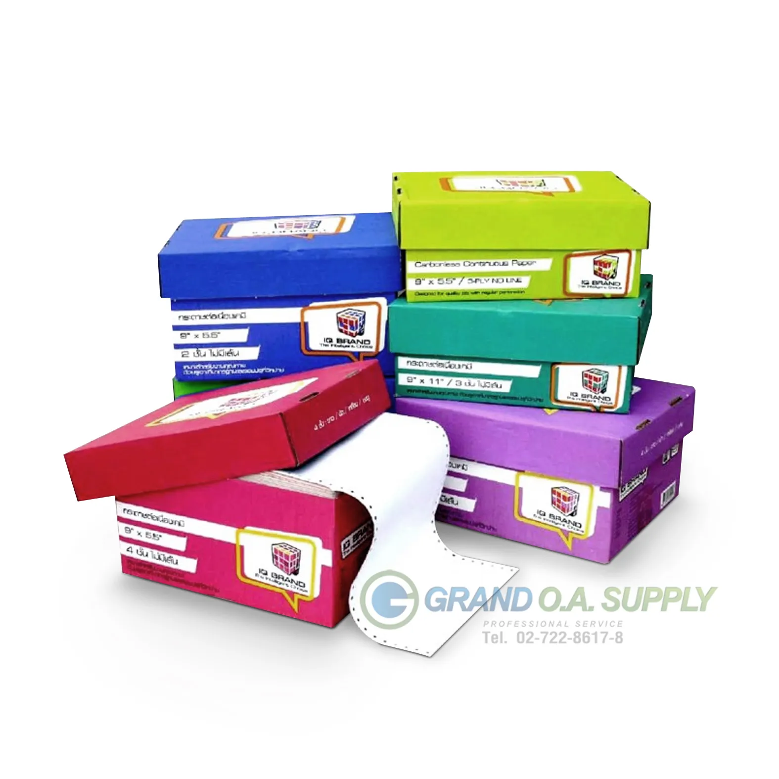 กระดาษเคมีสีต่อเนื่อง IQ BRAND 9x11  3 ชั้น