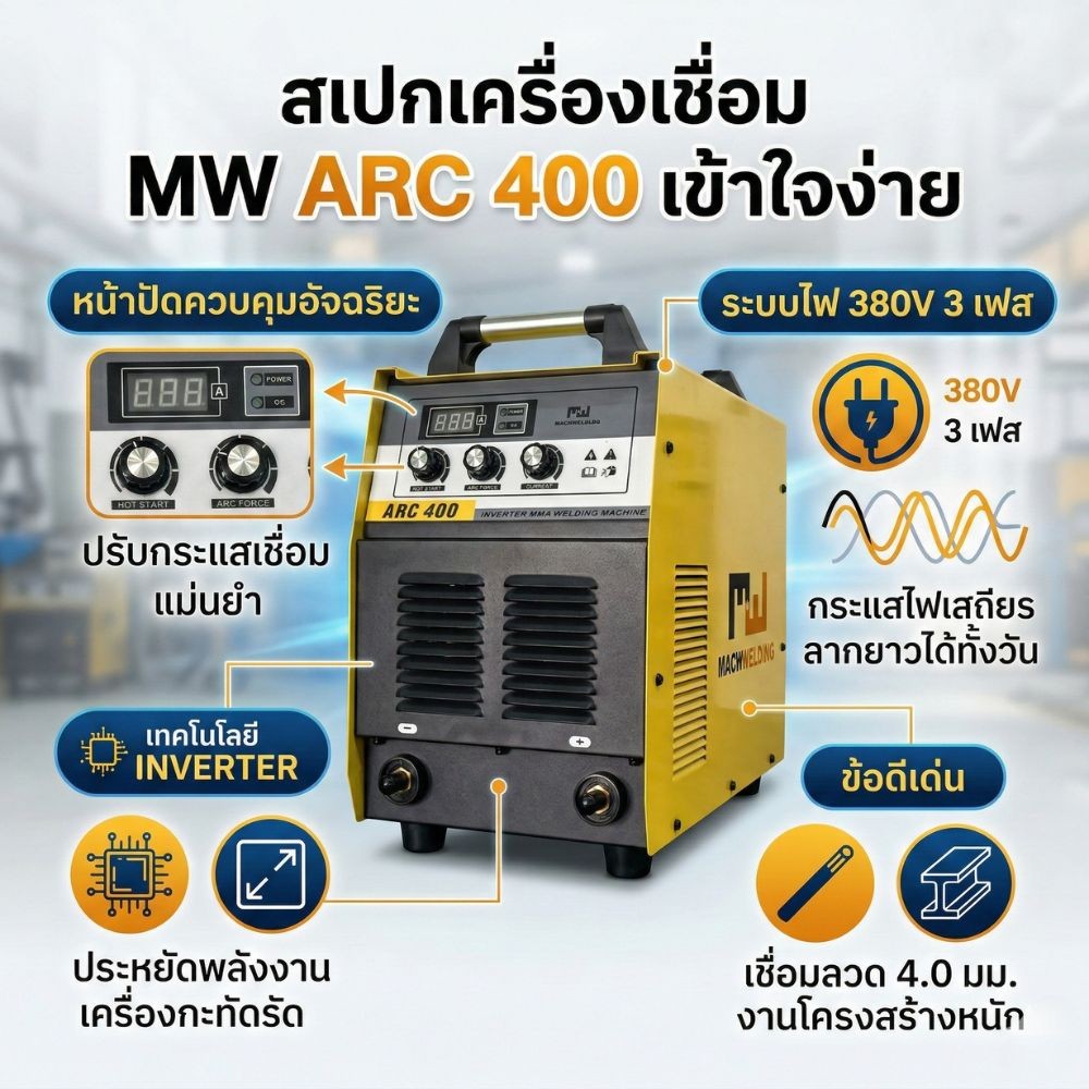 เครื่องเชื่อม MW ARC400 IGBT Inverter 400A 380V