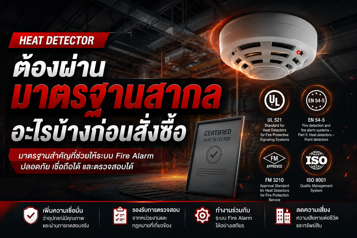 Heat Detector ต้องผ่านมาตรฐานสากลอะไรบ้างก่อนสั่งซื้อ