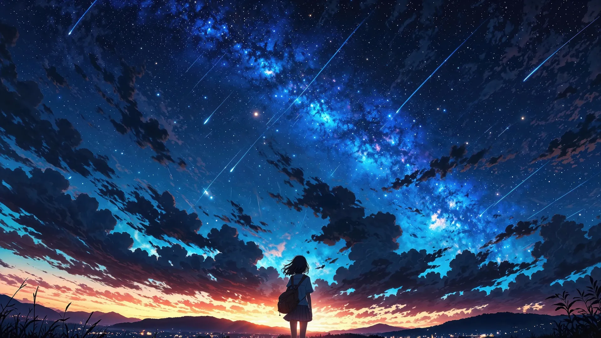 alone-anime-girl-sunset-sky-milky-way-stars-scenery-4k-wallpaper-uhdpaper