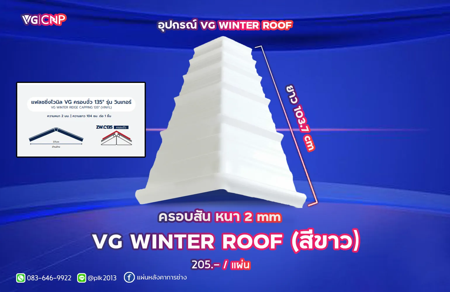 ครอบสัน VG WINTER ROOF (สีขาว)