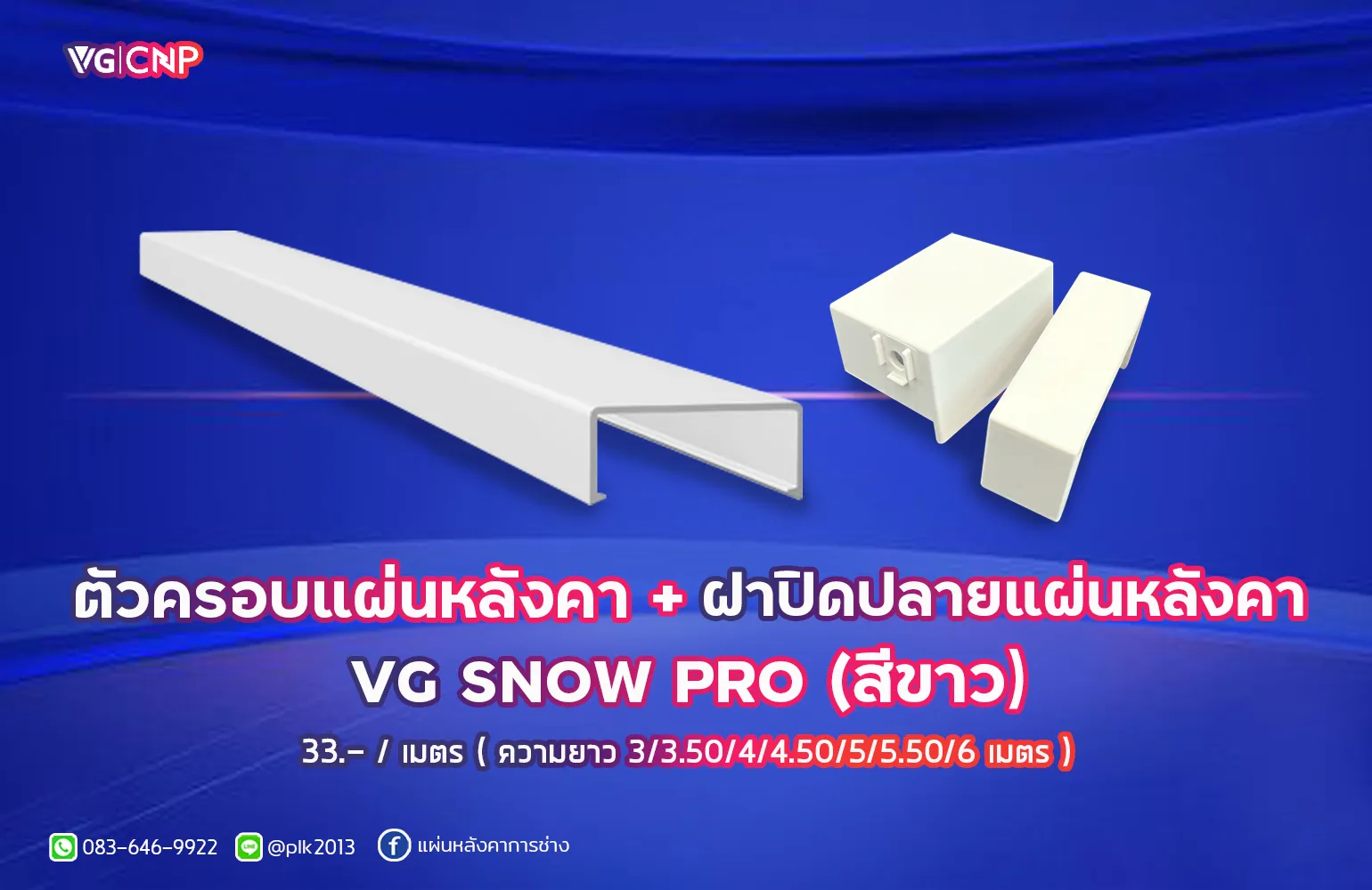 ฝาครอบล็อตแผ่น+หัวปิดปลายแผ่น VG SNOW PRO (สีขาว)