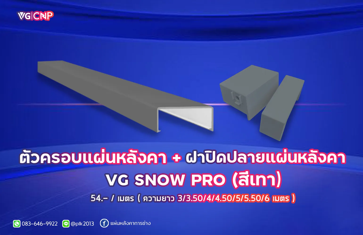 ฝาครอบล็อตแผ่น+หัวปิดปลายแผ่น VG SNOW PRO (สีเทา)
