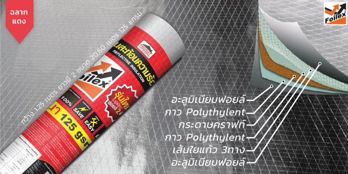 แผ่นสะท้อนความร้อนฉลากสีแดงSpec-1