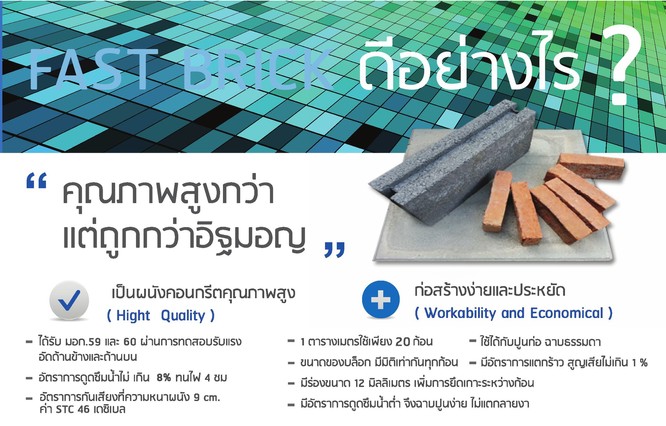 FastBrickอิฐบล๊อคก่อผนังคุณภาพสูงมีมอก