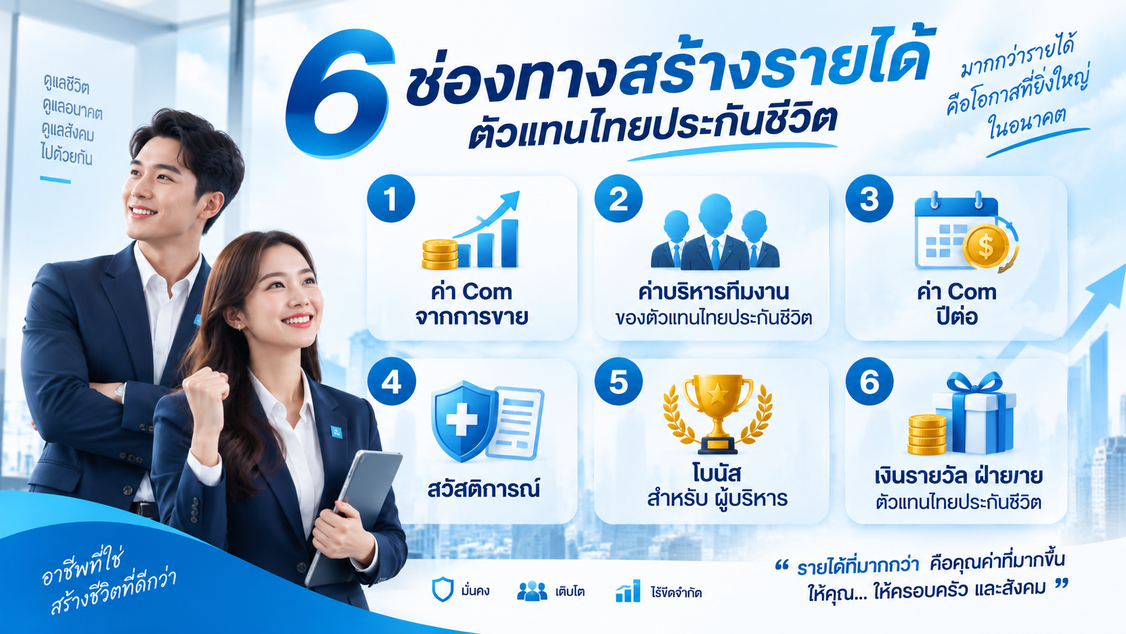 6 ช่องทางสร้างรายได้ ตัวแทนไทยประกันชีวิต