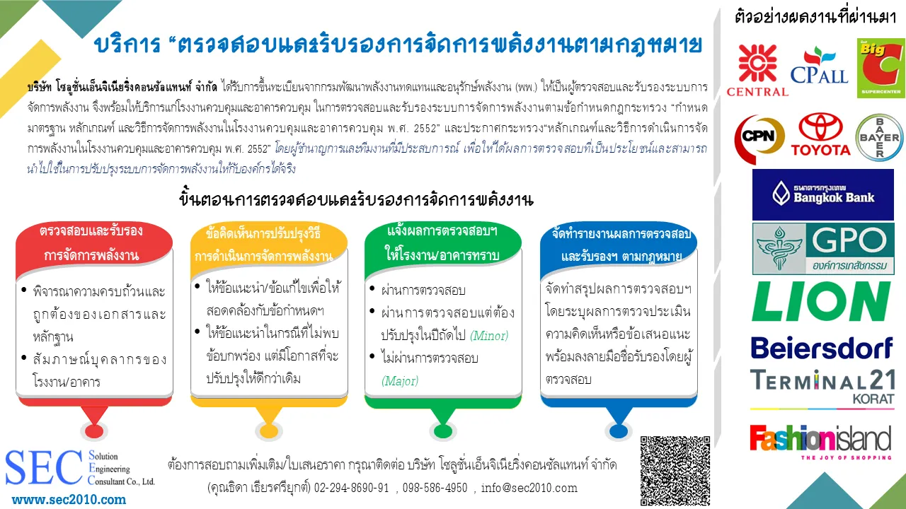 บริการตรวจสอบและรับรองการจัดการพลังงาน