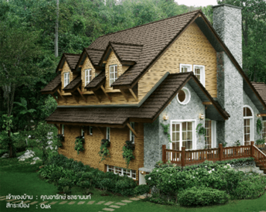 กระเบื้องหลังคานิวสไตล์ทิมเบอร์ตัวอย่างบ้าน1