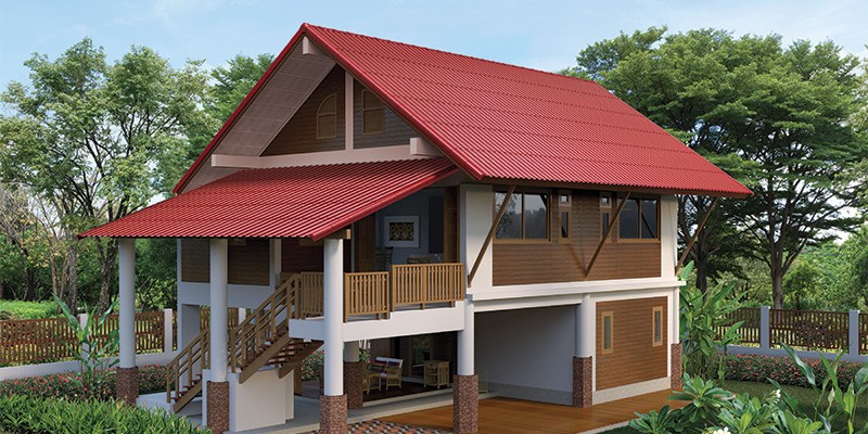 บ้านหลังคาแดงลอนคู่scg