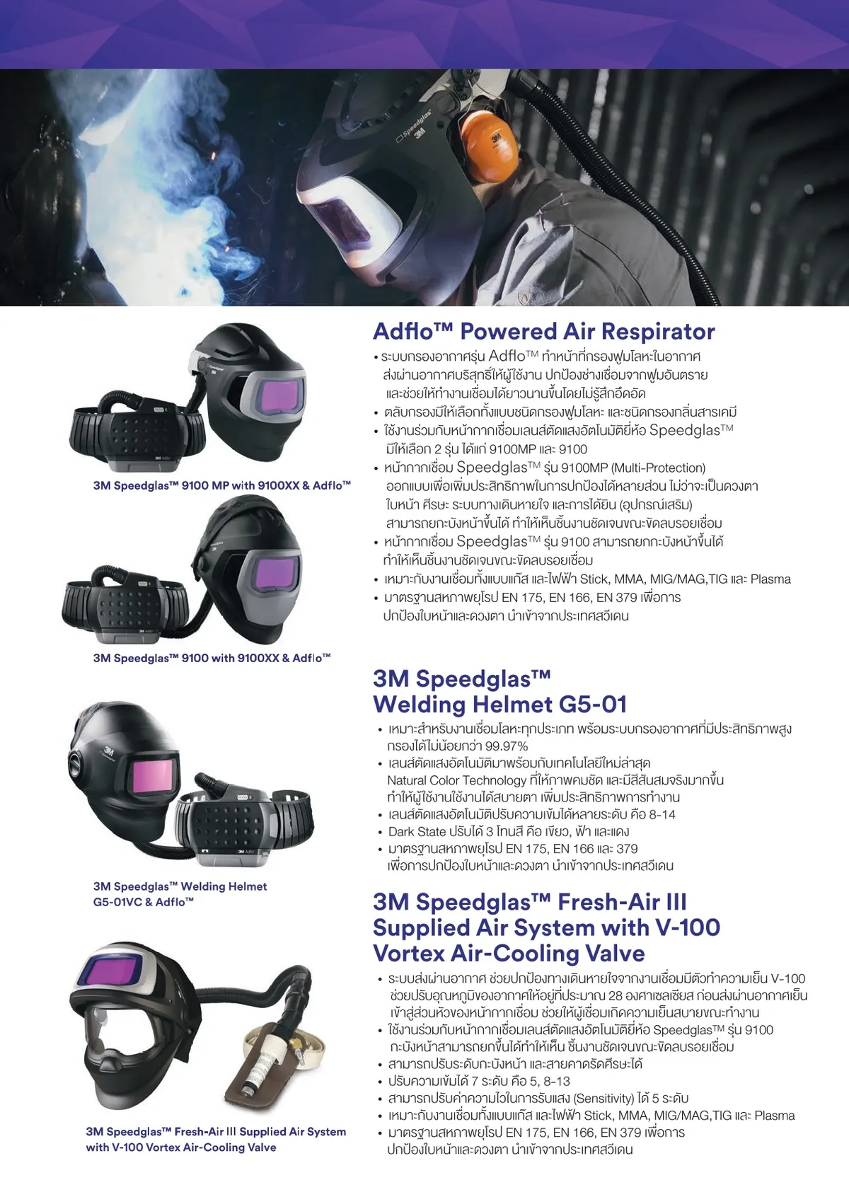 Adflopoweredairrespirator3MSpeedglasweldinghelmetG5-013MspeedglasFresh-airIIIsuppliedairsystemwithV-100VortexAir-coolingValve