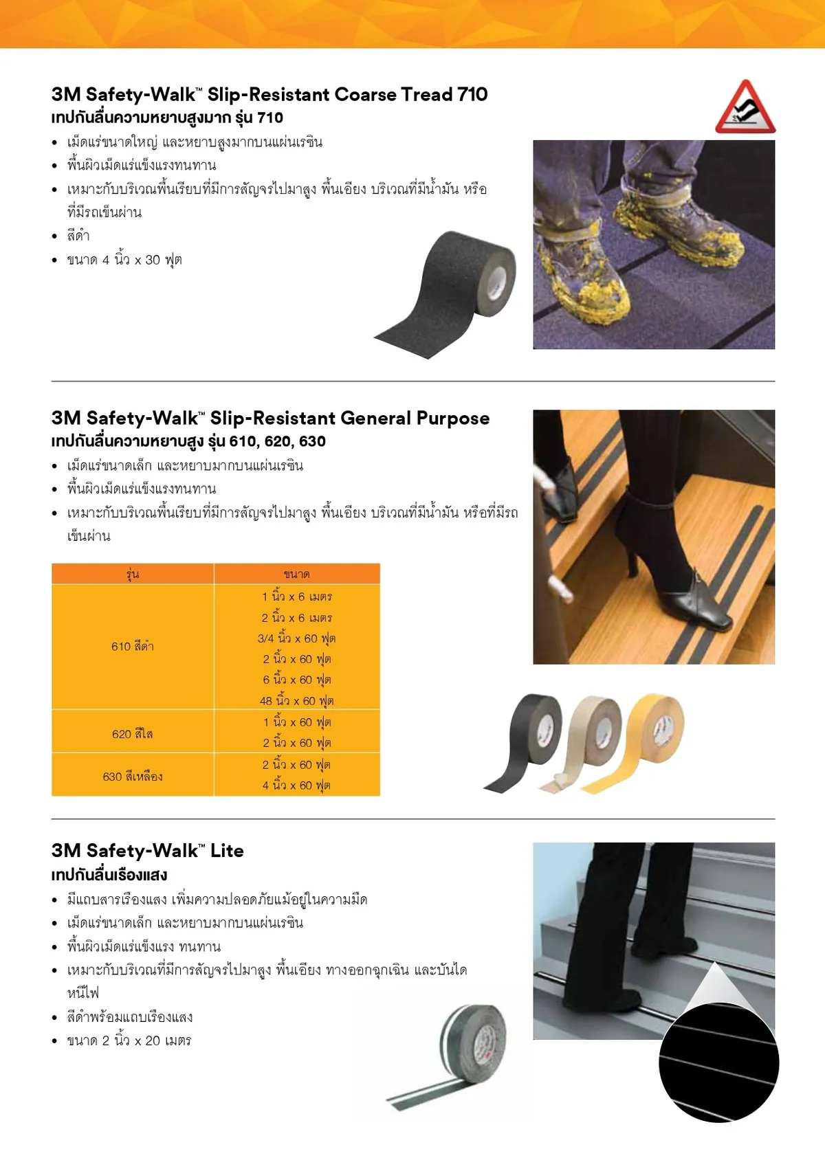 เทปกันลื่น3Msafety-walkSlip-resistantcoarsetread710Generalpurpose610-620-630Lite