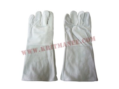 A015-ถุงมือหนังทนความร้อน13นิ้ว(สีเทา)