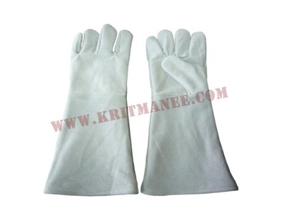 A017-ถุงมือหนังทนความร้อน16นิ้ว(สีเทา)