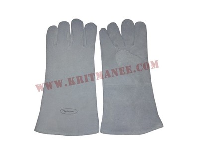 A020-ถุงมือหนังทนความร้อน13นิ้วใส่ไส้2นิ้ว