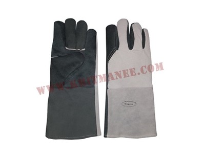A026-ถุงมือหนังทนความร้อน13นิ้วหน้าเบาะหลังท้อง(สีดำ)