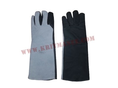 A027-ถุงมือหนังทนความร้อน16นิ้วหน้าเบาะหลังท้อง(สีดำ)