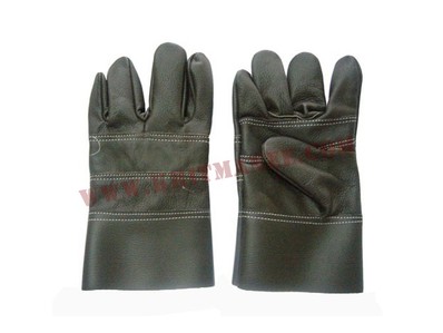 B003-ถุงมือหนัง6มีดขอบPVCสั้น