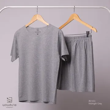 03เสื้อกางเกงขาสั้นสีเทาเข้ม
