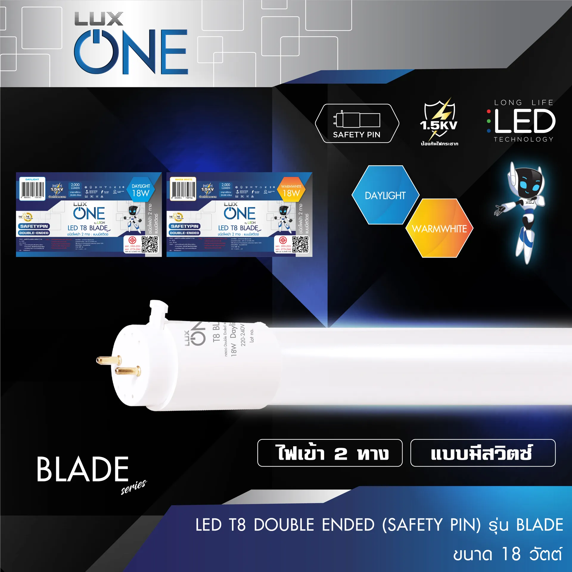 LEDT8DOUBLEENDED(SAFETYPIN)รุ่นBLADE18W