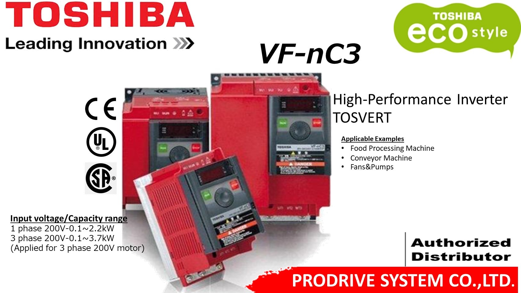 Variateur De Fréquence Toshiba VF-NC3 Série VFNC3S-2015PL 1.5KW 220V - Occasion, Testé Fonctionnel