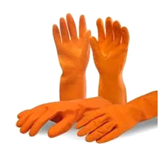 ถุงมือยางสีส้ม