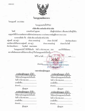 ใบอนุญาติผลิตอาหาร