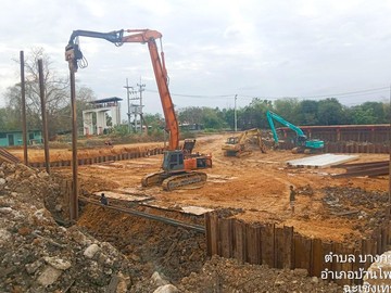 งานเหมาติดตั้ง-รื้อถอนชีทไพล์สถานีสูบน้ำท่าถั่วจ