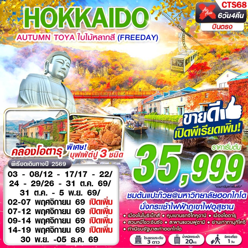 ทัวร์ญี่ปุ่น HOKKAIDO AUTUMN TOYA 6D4N - CTS68