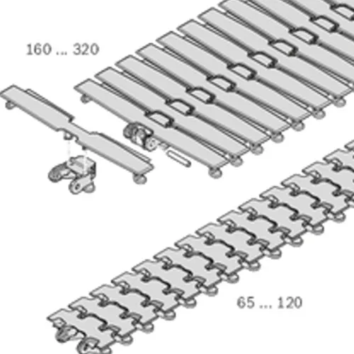 Flat conveyor chain, gray