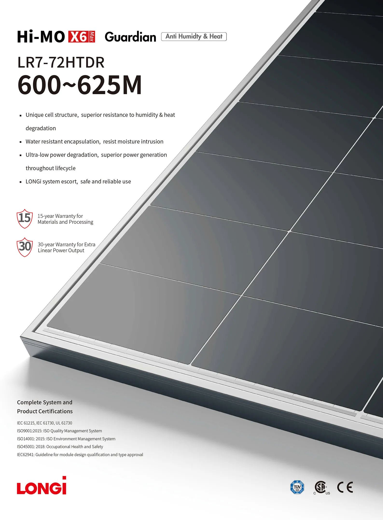 Longi Solar Panel 600W 605W 610W 615W 620W 625W