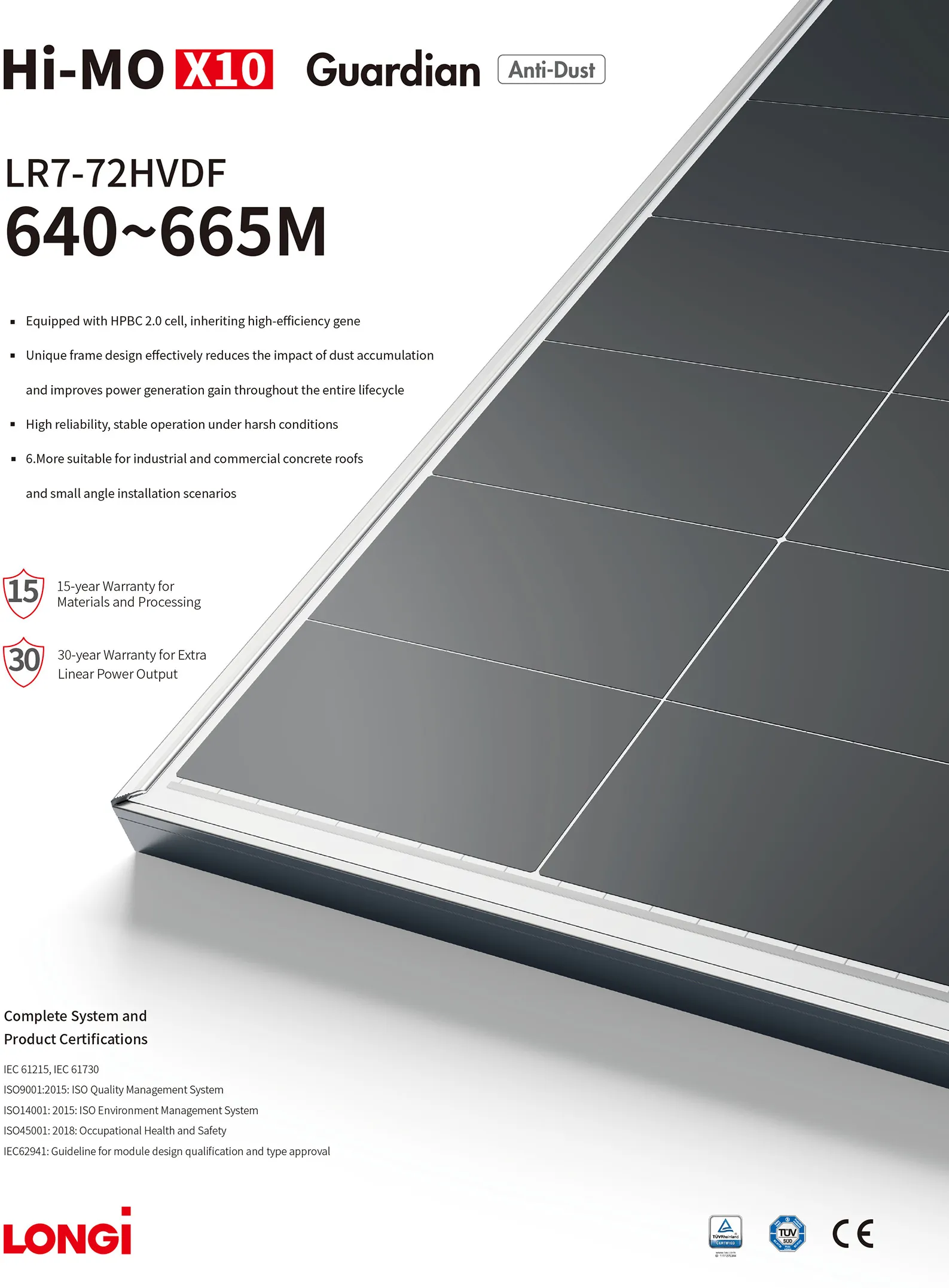 Longi Solar Panels 635W 640W 645W 650W 655W 660W 665W