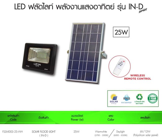 LEDฟลัดไลท์พลังแสงอาทิตย์