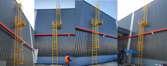 บันไดserviceบันไดหนีไฟแบบบันไดลิงมีกันตกด้านหลังfeltechManufacturingบันไดอลูมิเนียมไทย