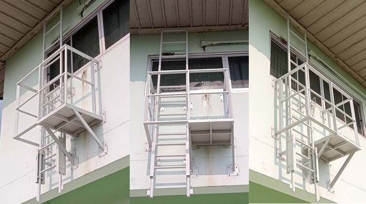 บันไดหนีไฟบันไดลิงปลดล็อคมีชานพักอำเภอสามโครก3