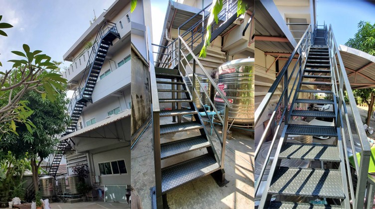 รับทำรับผลิตสร้างบันไดหนีไฟนอกอาคารบันไดวนบ้านและหอพัก5แยกวัชรพล