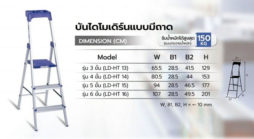 บันไดทรงเอมีพื้นยืนแบบมีถาดวางเครื่องมือSanki