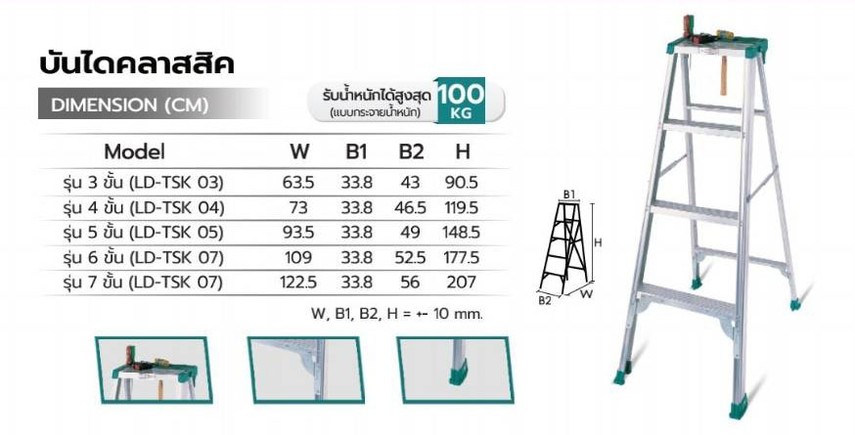 บันไดคลาสิคทรงเอพร้อมถาดเครื่องมือSanki