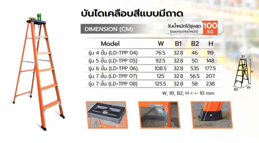 บันไดเคลือบสีแบบมีถาดSanki