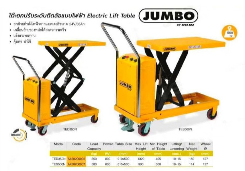 โต๊ะปรับระดับติดล้อไฟฟ้าJumbo