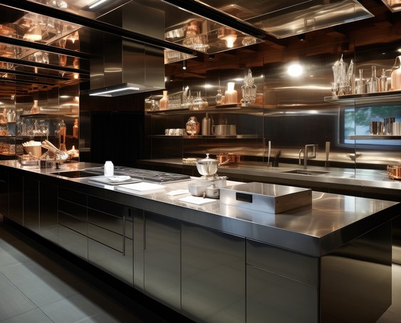 close-up-metallic-kitchen