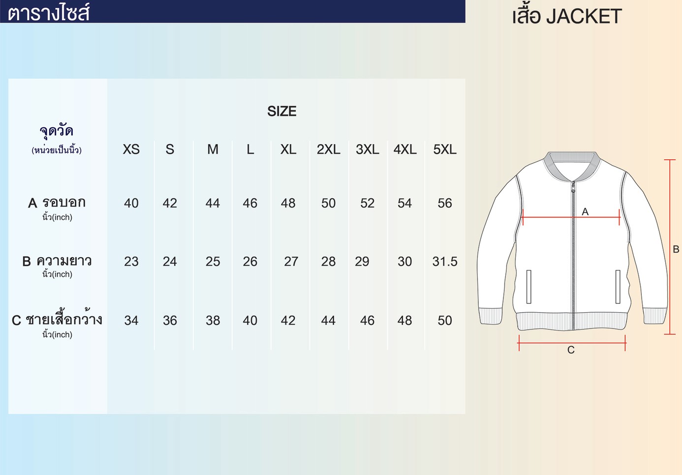 Sizeเสื้อJACKET