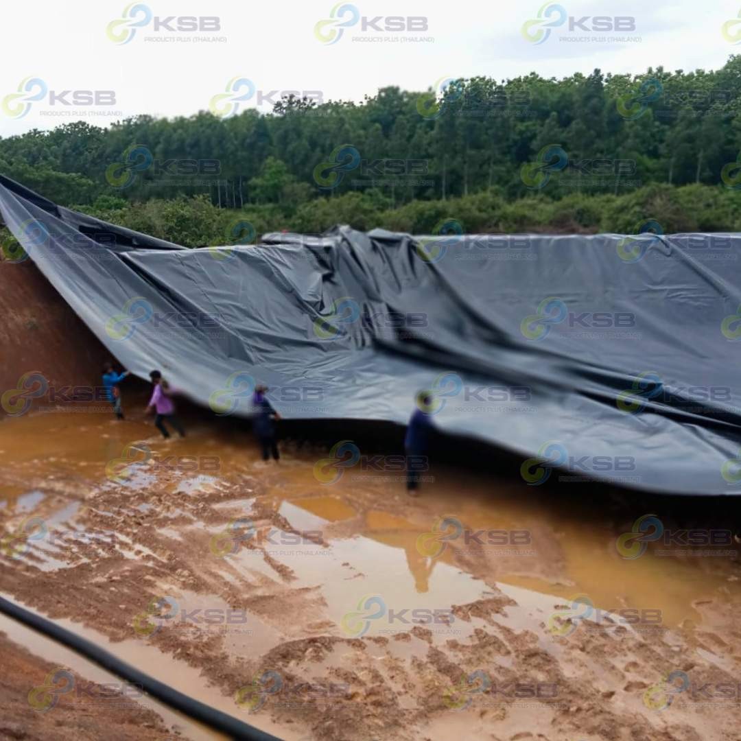 งานปูบ่อตะกอนเคมีHDPE2mm2
